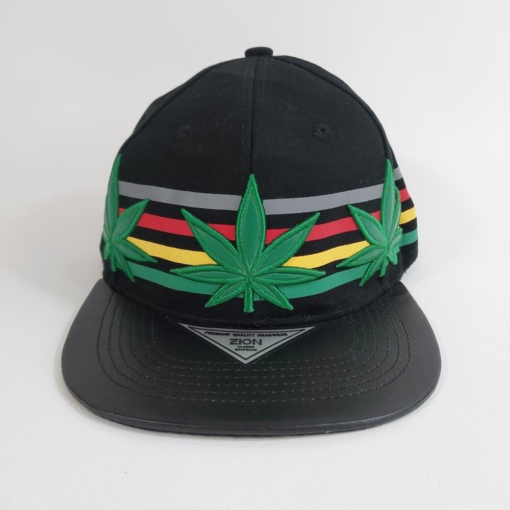 Zionโ Snapback Marijuana Flat Bill Pot Leaf Weed